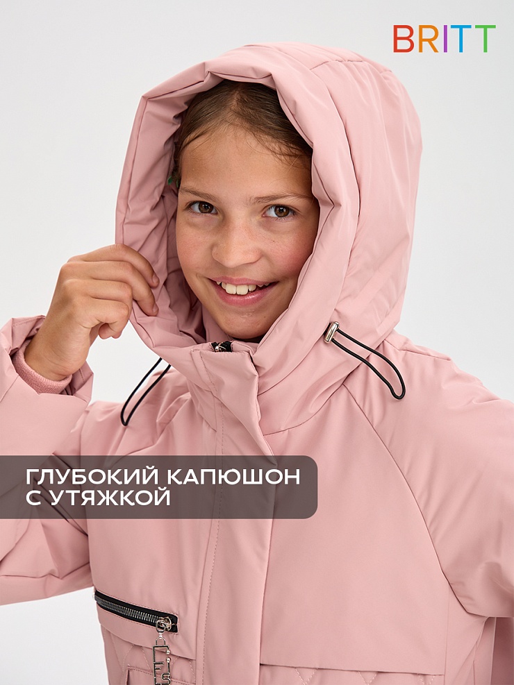 Куртка для девочки демисезонная BRITT, розовая, модель 63603