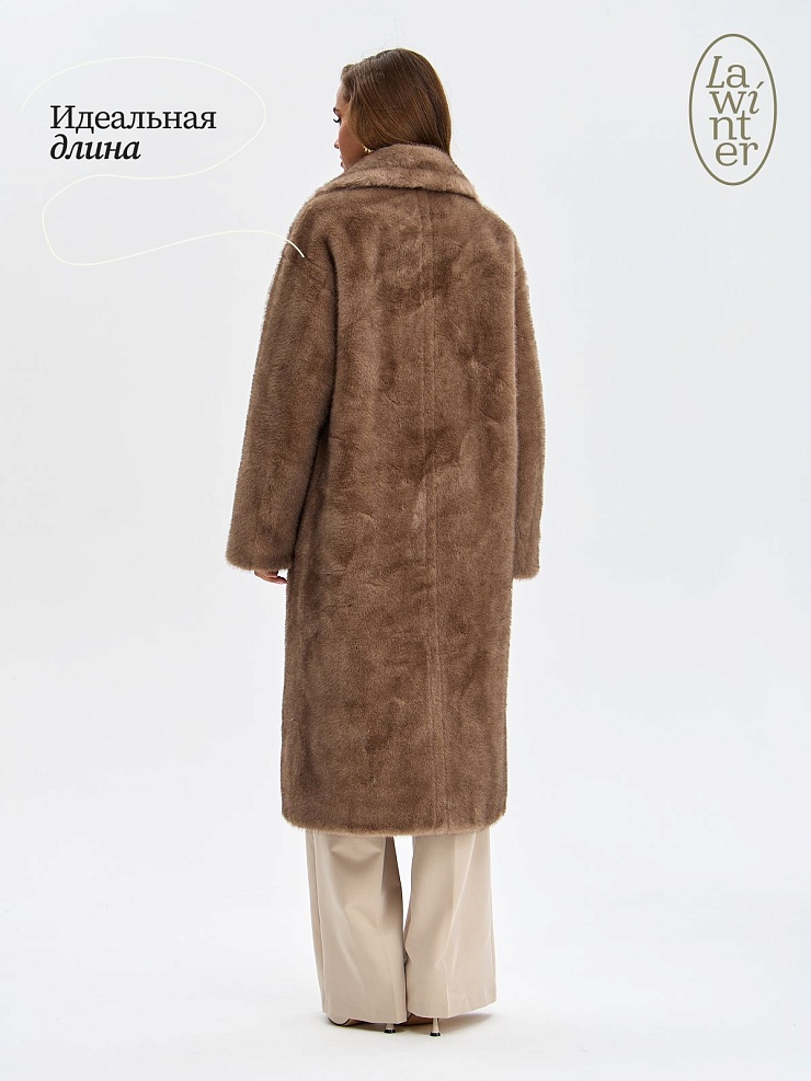 Шуба женская зимняя LAWINTER, кофе, модель 53683