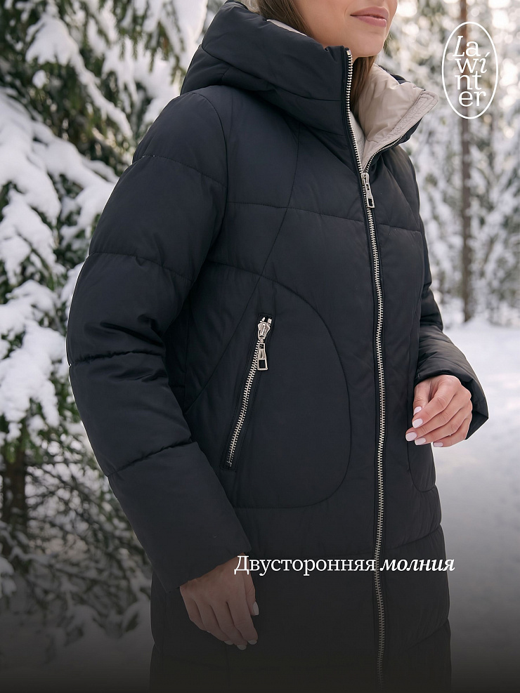 Пуховик женский зимний LAWINTER, черный, модель 85166