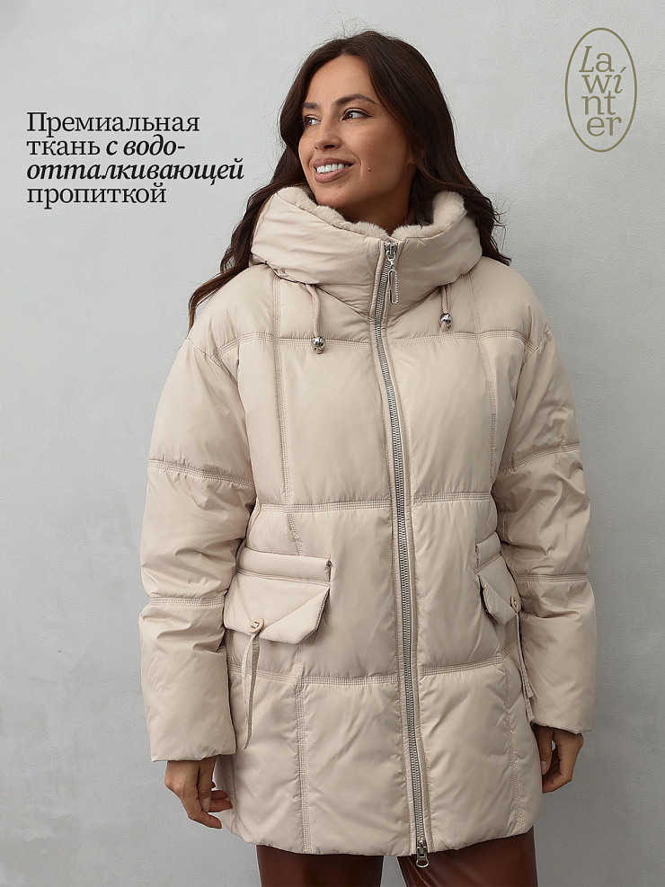 Куртка женская зимняя LAWINTER, молочная, модель 84222