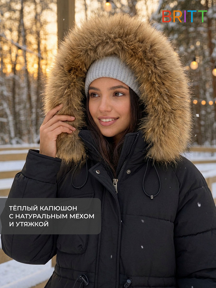 Куртка для девочки зимняя BRITT, черная, модель 65189