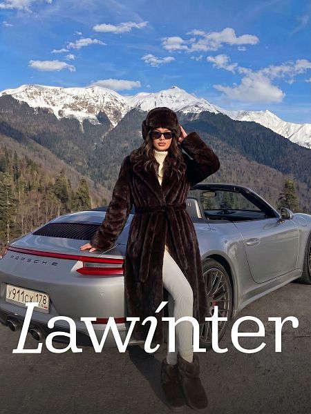 Шуба женская зимняя LAWINTER, коричневая, модель 55845