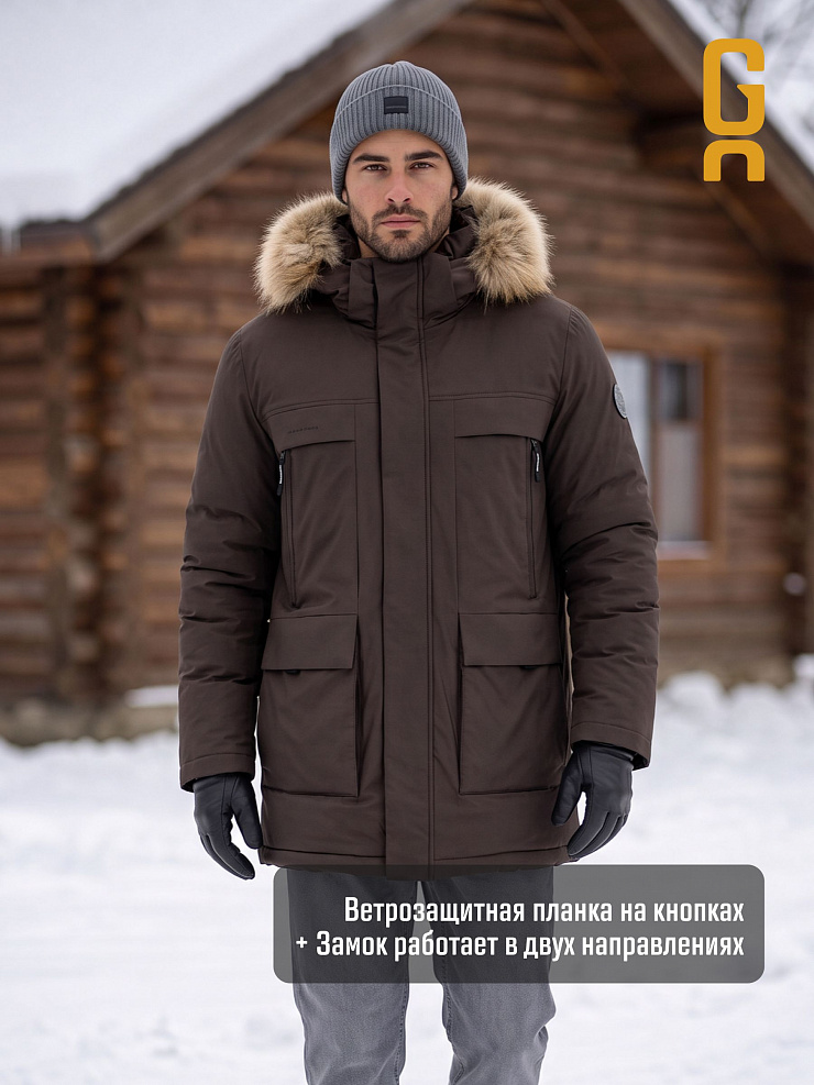 Куртка мужская зимняя GRIZMAN, коричневая, модель 73837