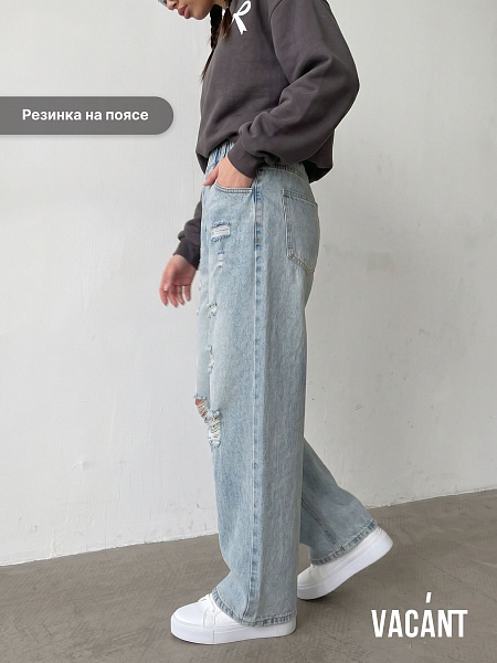 Джинсы для девочки осенние VACANT, светло-голубые, модель 105775