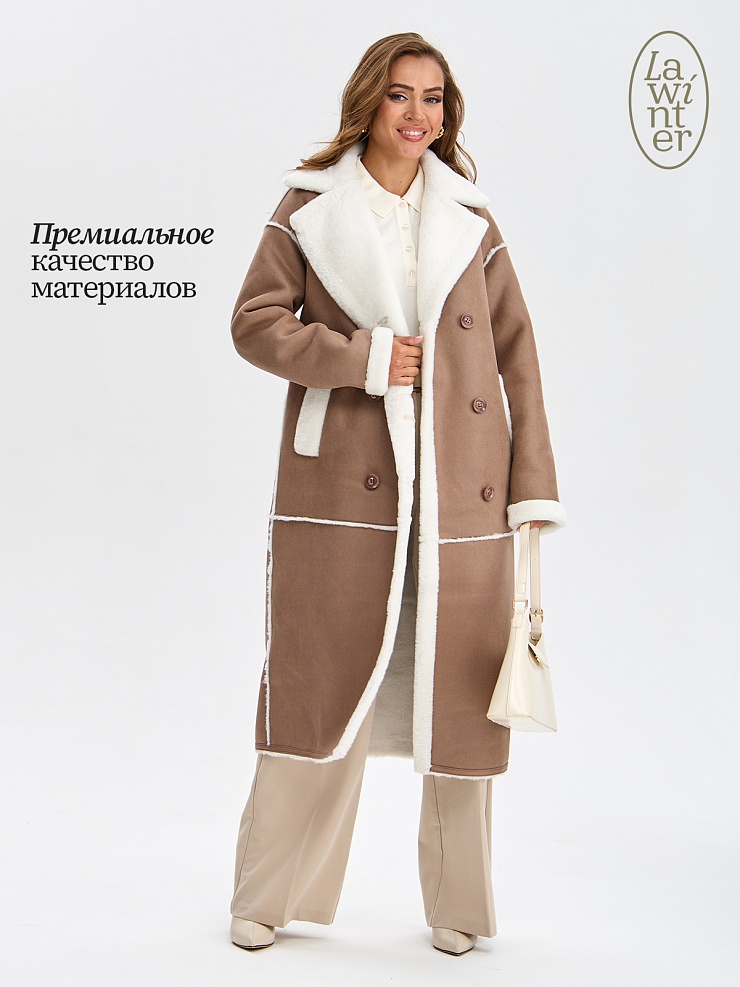 Дубленка женская зимняя LAWINTER, капучино, модель 34419