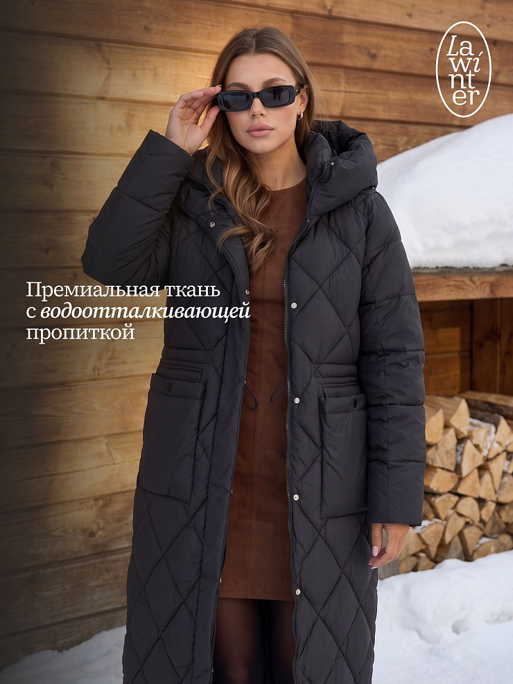 Пуховик женский зимний LAWINTER, черный, модель 84944