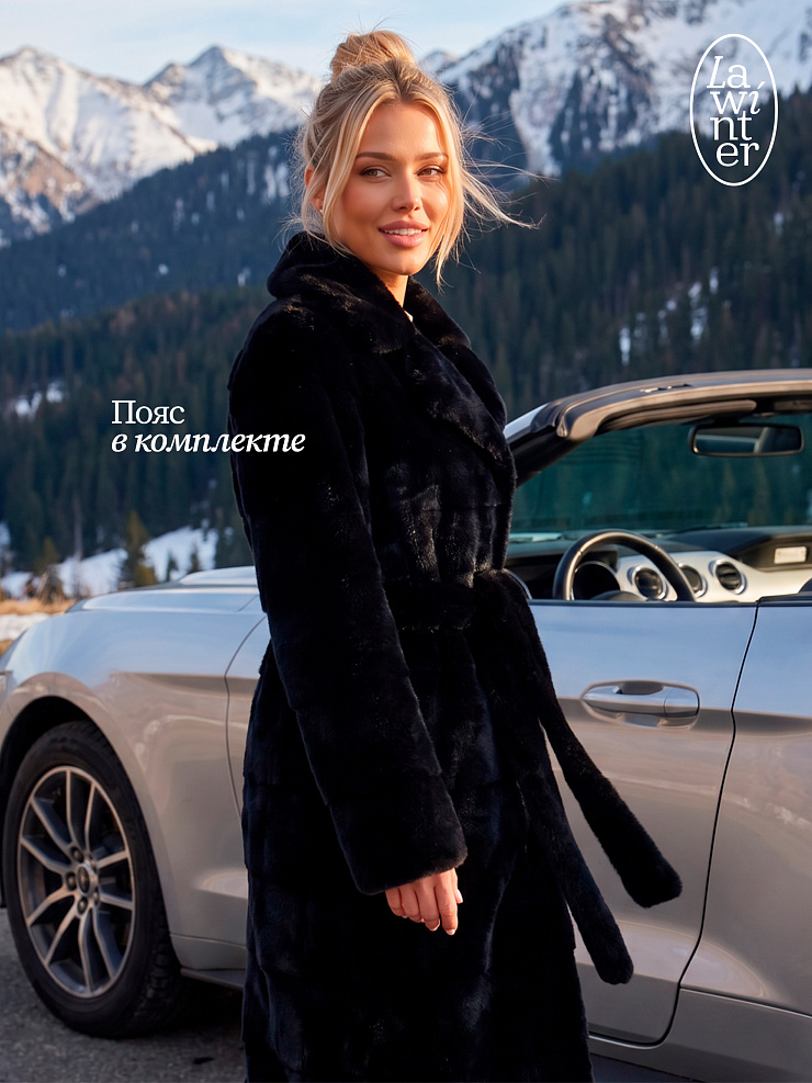 Шуба женская зимняя LAWINTER, черная, модель 53591