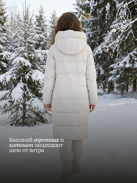 Пуховик женский зимний LAWINTER, молочный, модель 85166