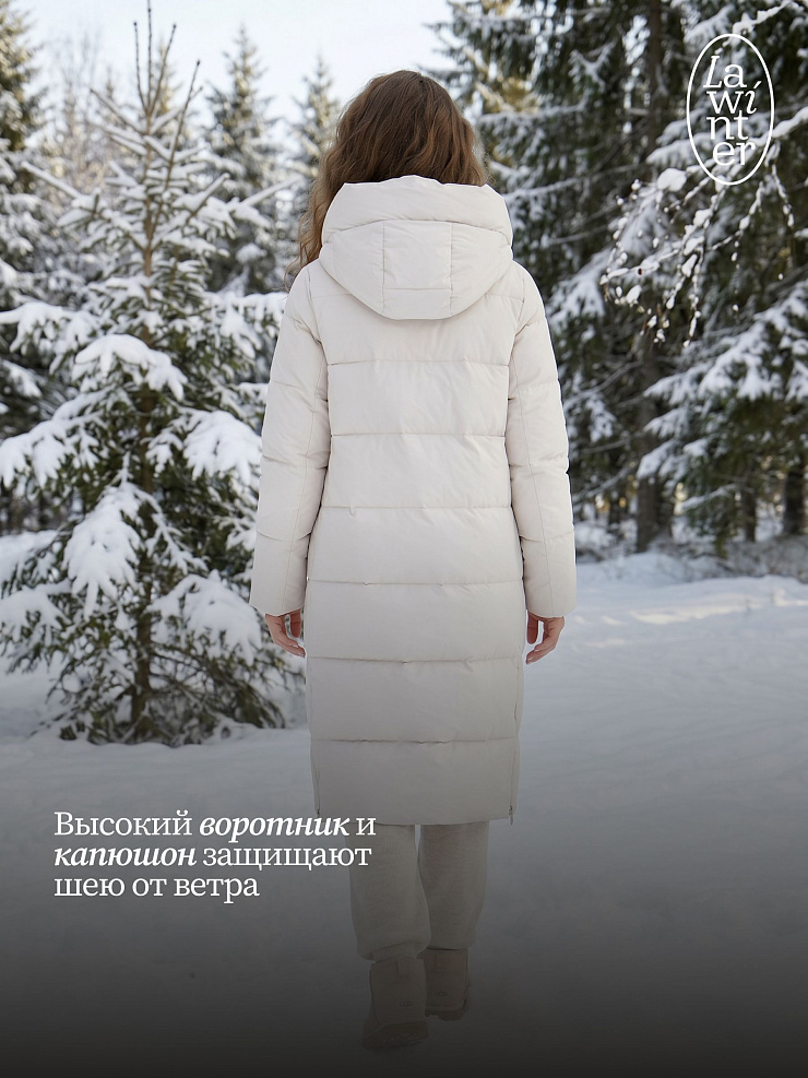Пуховик женский зимний LAWINTER, молочный, модель 85166
