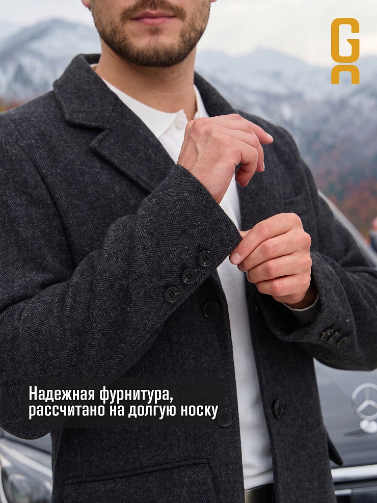 Пальто мужское осеннее GRIZMAN, черно-серое, модель 73132