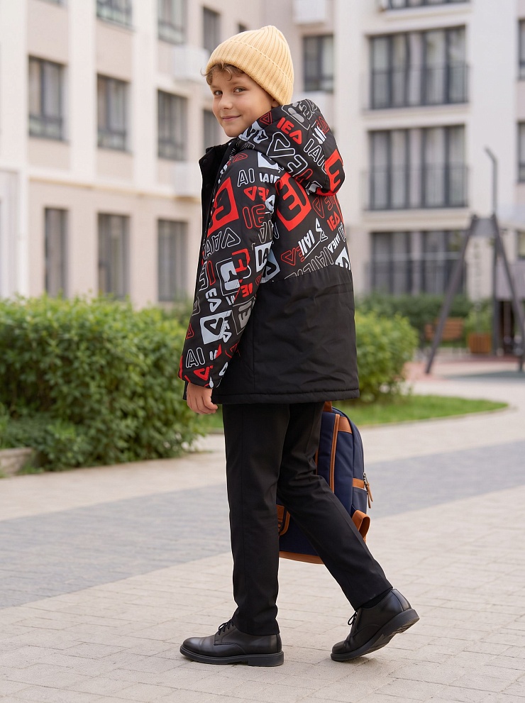 Куртка для мальчика демисезонная BRITT, черно-красная, модель 63245