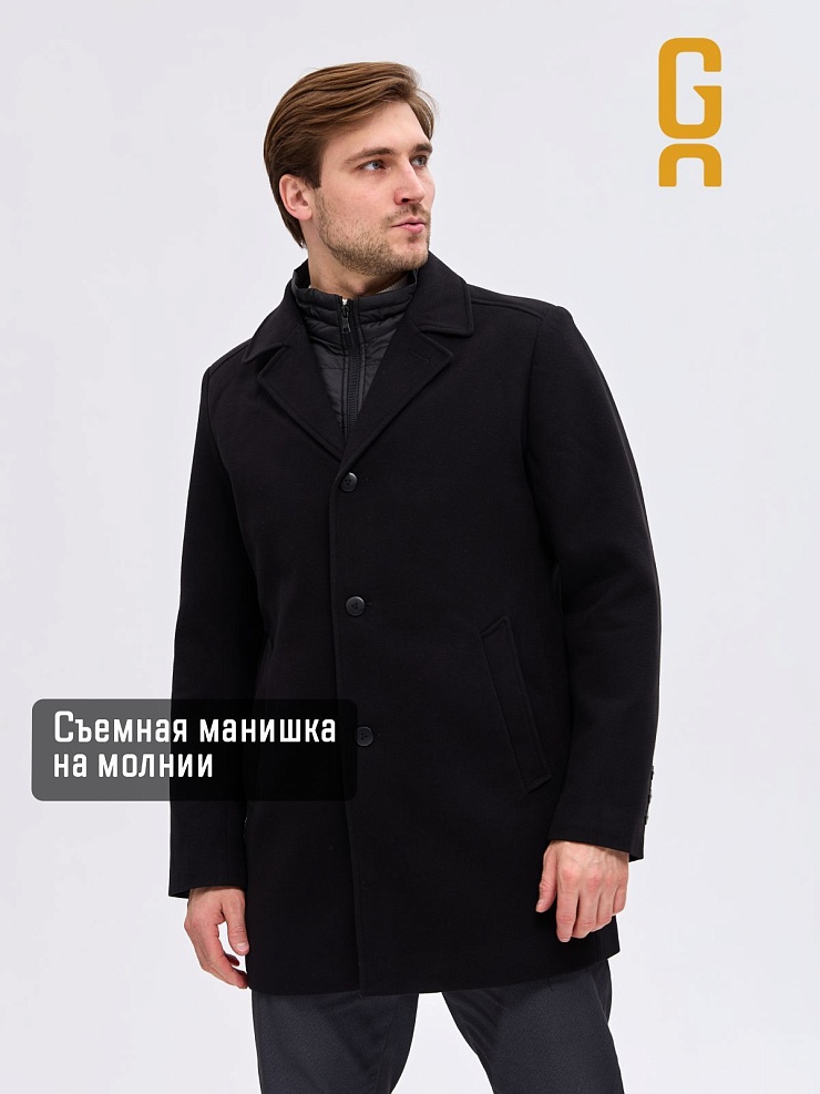 Пальто мужское осеннее GRIZMAN, черное, модель 73931