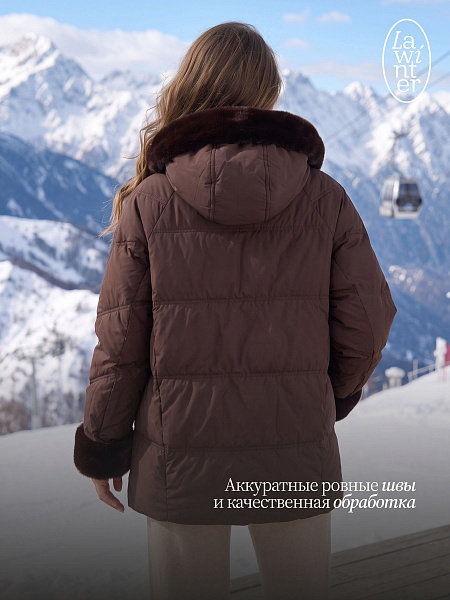 Куртка женская зимняя LAWINTER, коричневая, модель 86170