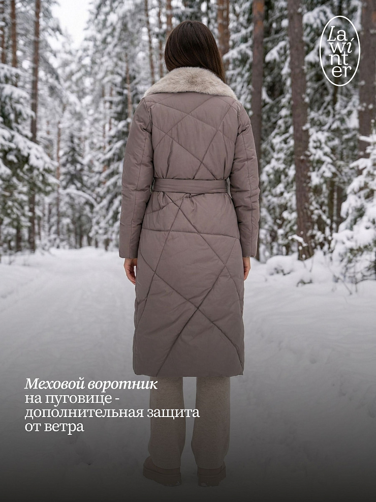 Пуховик женский зимний LAWINTER, капучино, модель 85956