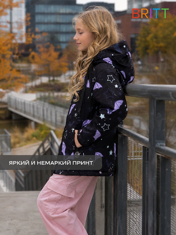 Куртка для девочки демисезонная BRITT, черная, модель 63751