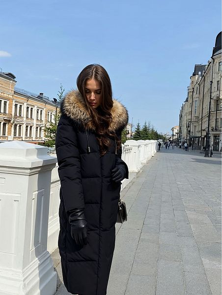 Пуховик женский зимний LAWINTER, черный, модель 83382