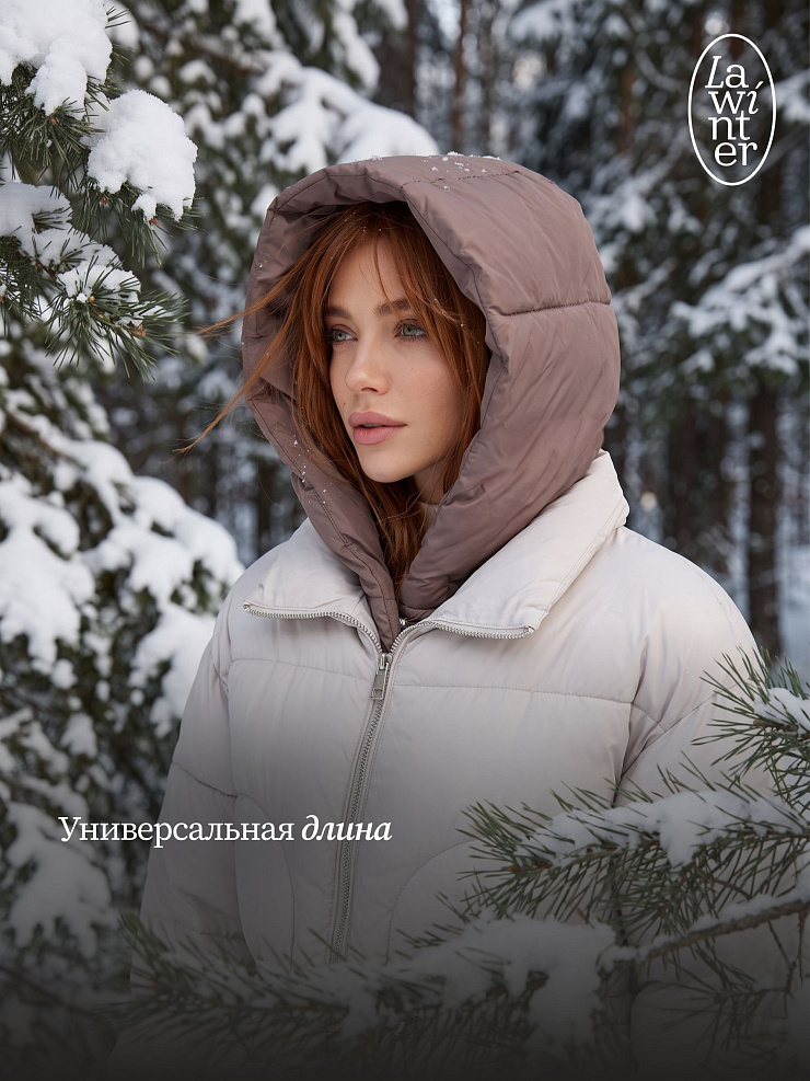 Куртка женская зимняя LAWINTER, светло-серая, модель 86675