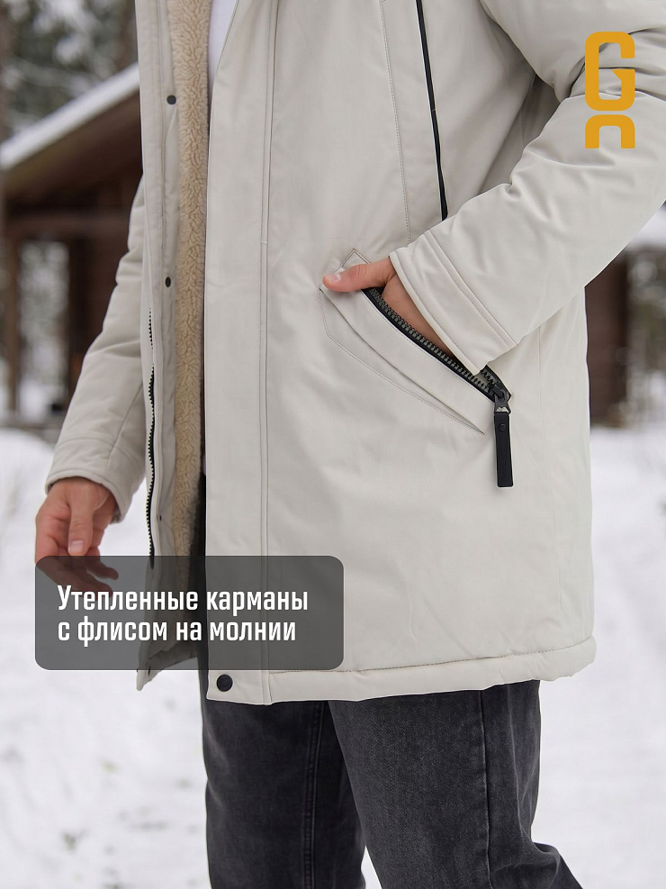 Парка мужская зимняя GRIZMAN, бежевая, модель 75315