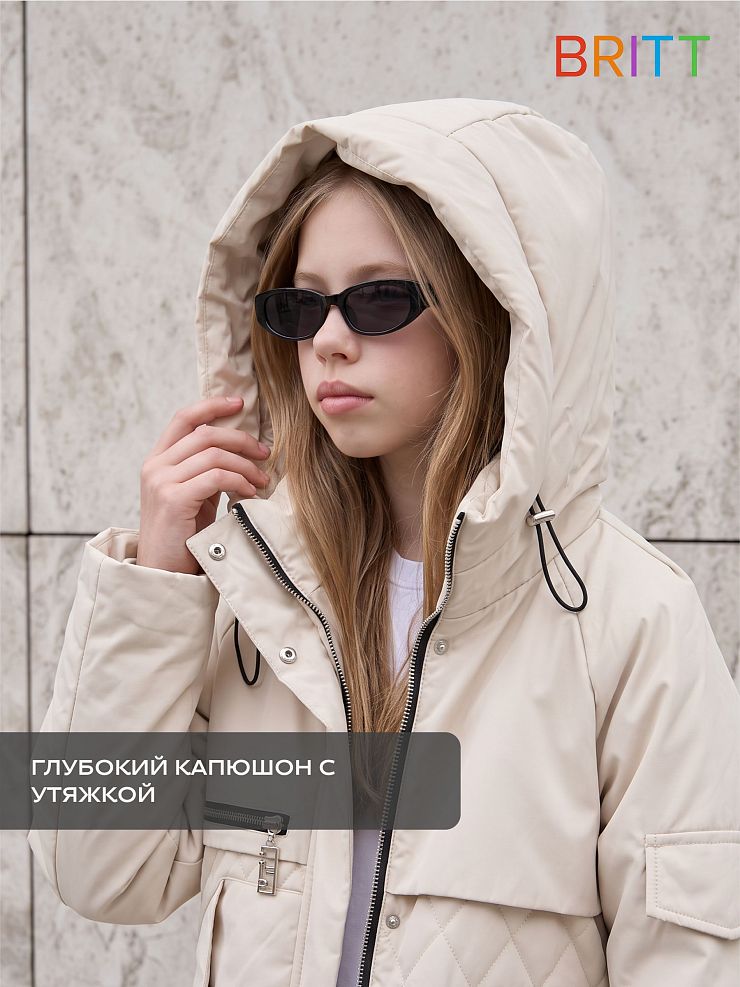 Куртка для девочки демисезонная BRITT, светло-бежевая, модель 63603