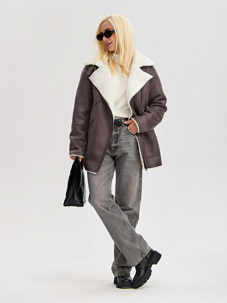 Дубленка LAWINTER  модель 35766, цвет Серый