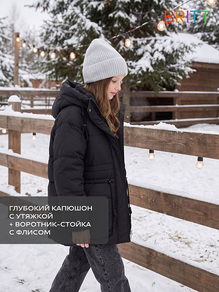 Куртка для девочки зимняя BRITT, черная, модель 66683