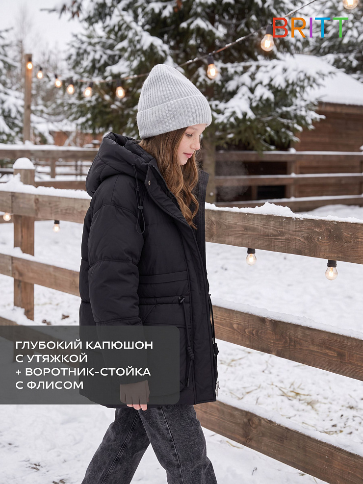 Куртка для девочки зимняя BRITT, черная, модель 66683
