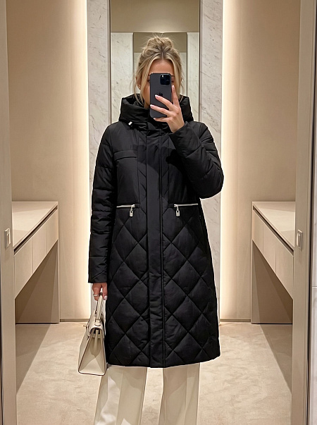 Пальто женское демисезонное LAWINTER, черное, модель 83462