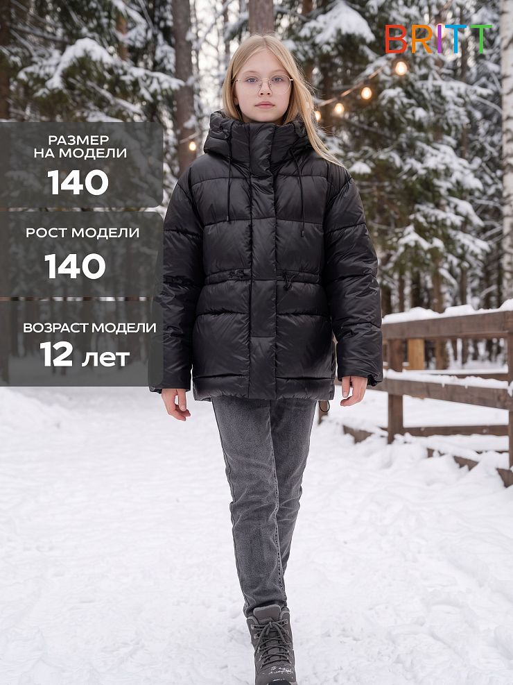 Куртка для девочки зимняя BRITT, черная, модель 66858