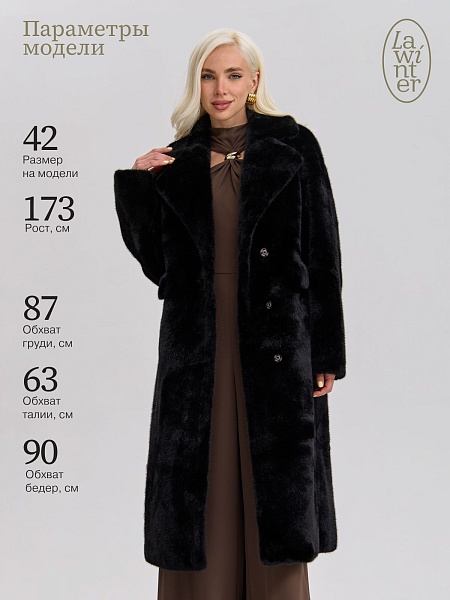 Шуба женская зимняя LAWINTER, черная, модель 53683
