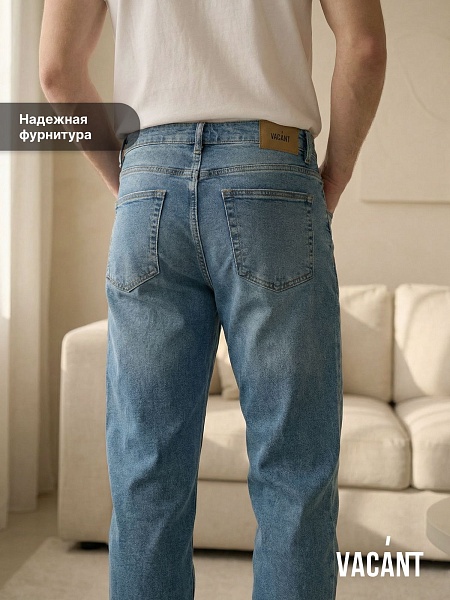 Джинсы мужские осенние VACANT, голубые, модель 104514