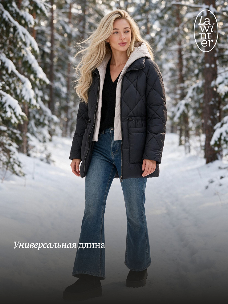 Куртка женская зимняя LAWINTER, коричневая, модель 86675