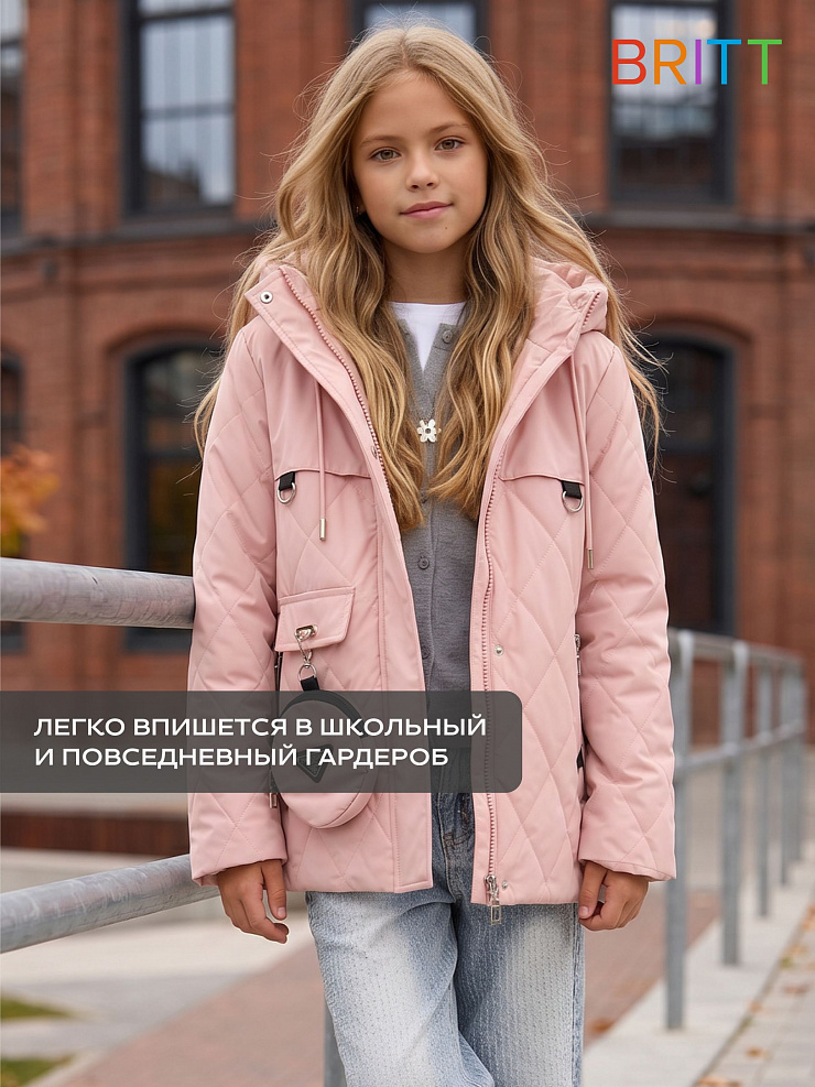 Куртка для девочки демисезонная BRITT, розовая, модель 63239