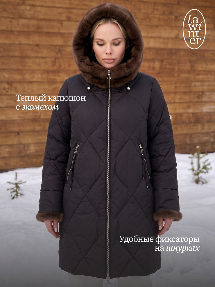 Пуховик женский зимний LAWINTER, черный, модель 84692
