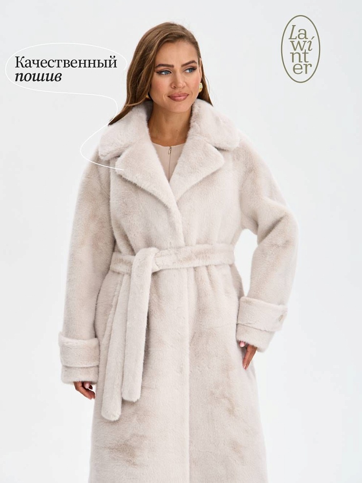 Шуба женская зимняя LAWINTER, молочная, модель 53576
