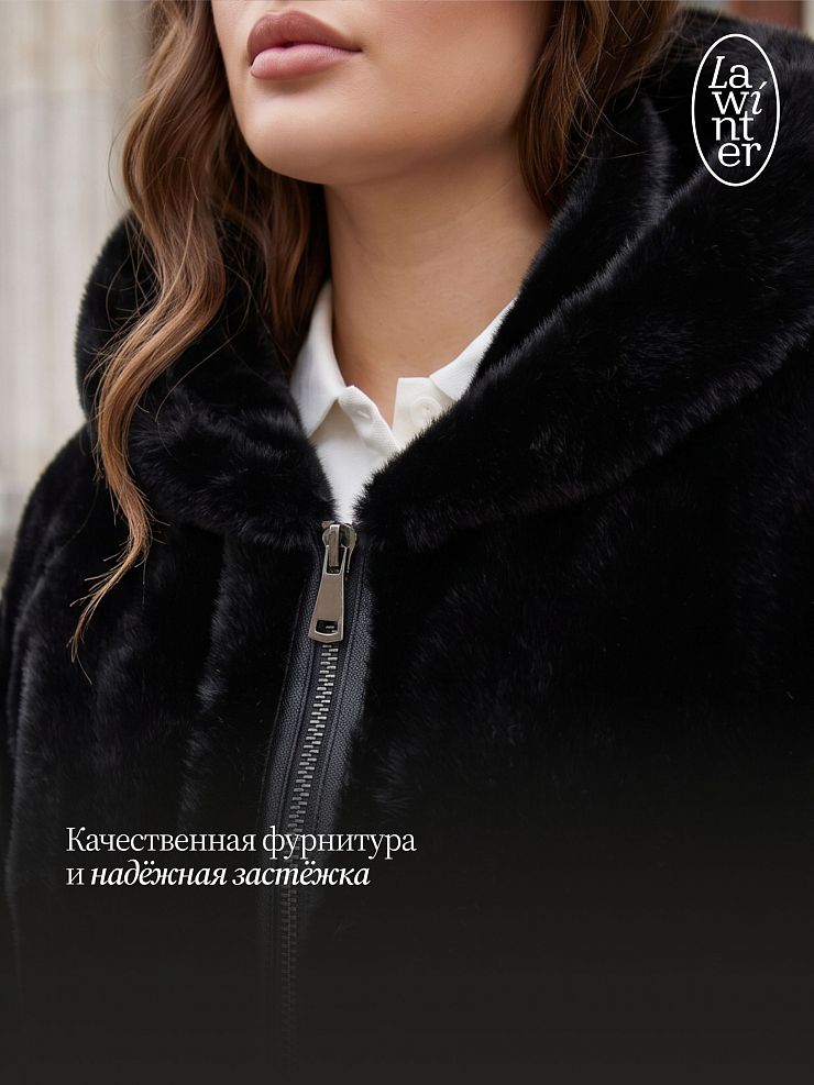 Дубленка женская зимняя LAWINTER, черная, модель 36784