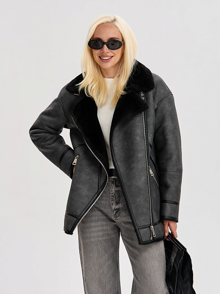 Дубленка LAWINTER  модель 35766, цвет Темно-серый