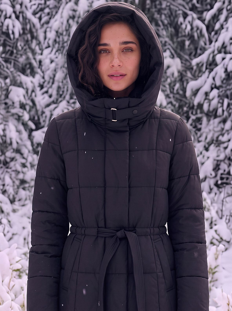 Пуховик женский зимний LAWINTER, черный, модель 86522