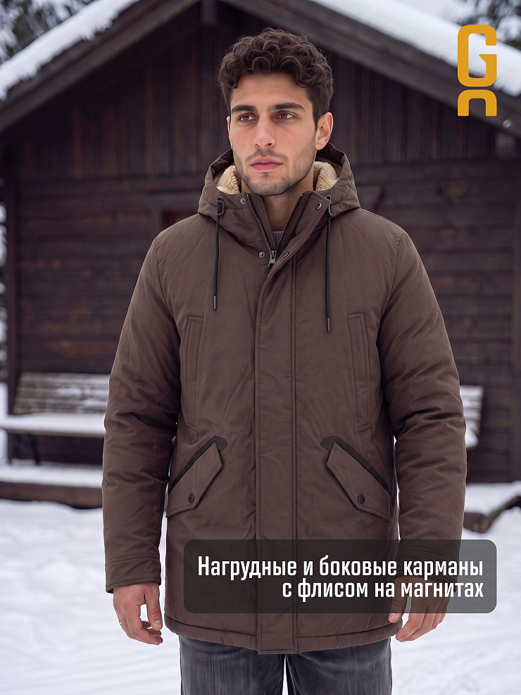 Парка мужская зимняя GRIZMAN, коричневая, модель 75880