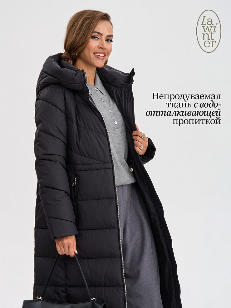 Пуховик женский зимний LAWINTER, черный, модель 85834