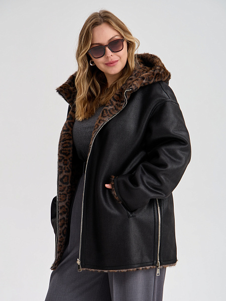 Дубленка LAWINTER  модель 35622, цвет Черный леопард