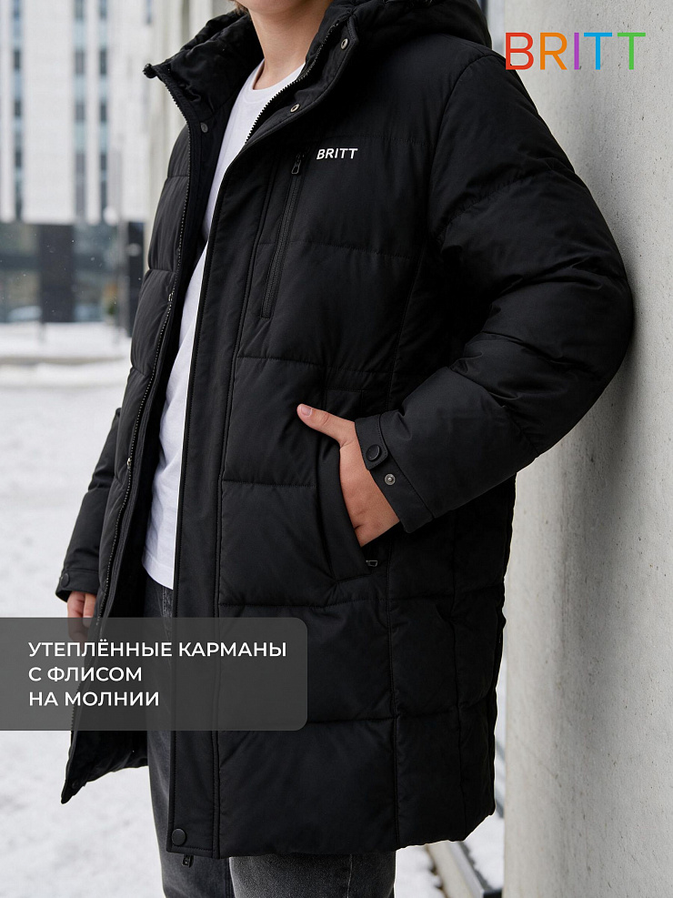 Куртка для мальчика зимняя BRITT, черная, модель 65145