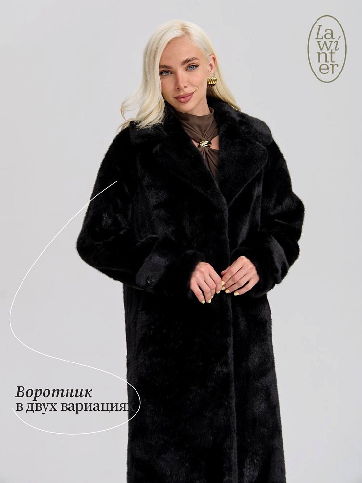 Шуба женская зимняя LAWINTER, черная, модель 53576