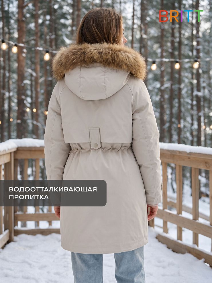 Куртка для девочки зимняя BRITT, светло-серая, модель 66149