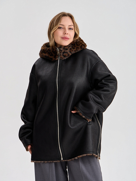 Дубленка LAWINTER  модель 35622, цвет Черный леопард