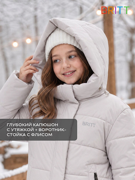Куртка для девочки зимняя BRITT, серая, модель 66731