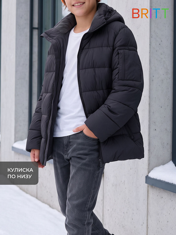 Куртка для мальчика зимняя BRITT, графит, модель 66121