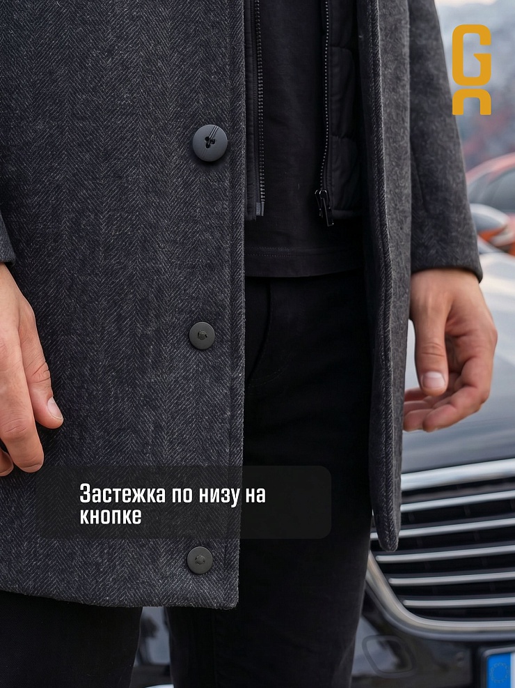 Пальто мужское осеннее GRIZMAN, черно-серое, модель 73931