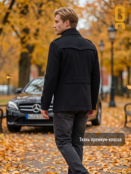 Пальто мужское осеннее GRIZMAN, черное, модель 76231