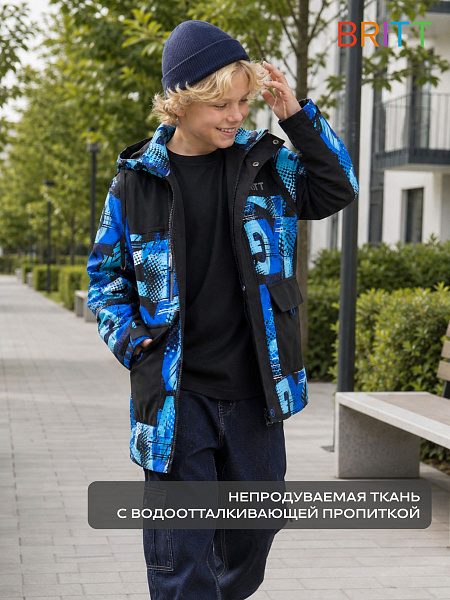 Куртка для мальчика демисезонная BRITT, черно-синяя, модель 63107