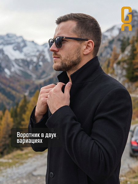Пальто мужское осеннее GRIZMAN, черное, модель 74579